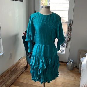 Vintage teal silk dress
